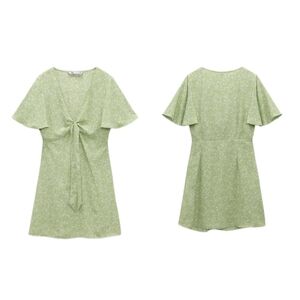 COPY - ZARA FLORAL PRINT MINI DRESS GREEN/WHITE | 8351/044 SIZE XL